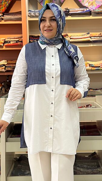Düğmeli Kot Detaylı Tunik Denim/2511417