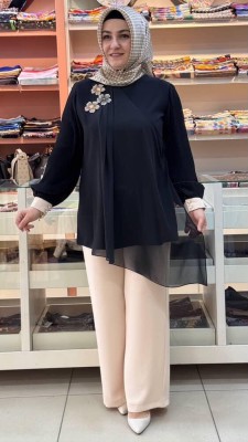 Esswap - Eliz Broş Detaylı Pantalonlu Takım Siyah/2517113