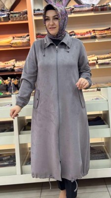 Etek Ucu İp Detaylı Süet Kap Gri/5871 - Thumbnail