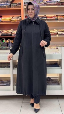 Etek Ucu İp Detaylı Süet Kap Siyah/5871 - Thumbnail