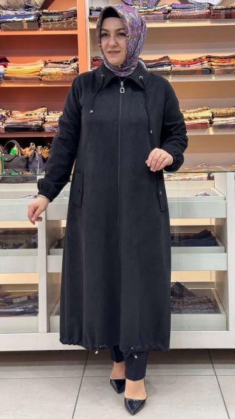 Etek Ucu İp Detaylı Süet Kap Siyah/5871