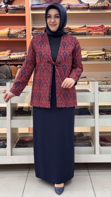 Bwest - Etnik Desen Bağcıklı Ceket Bordo/71347