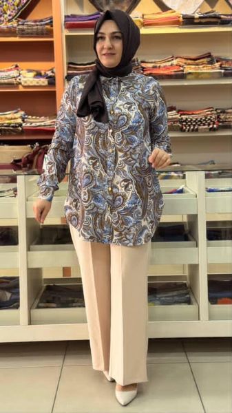 Etnik Desen Tunik Mavi/21554