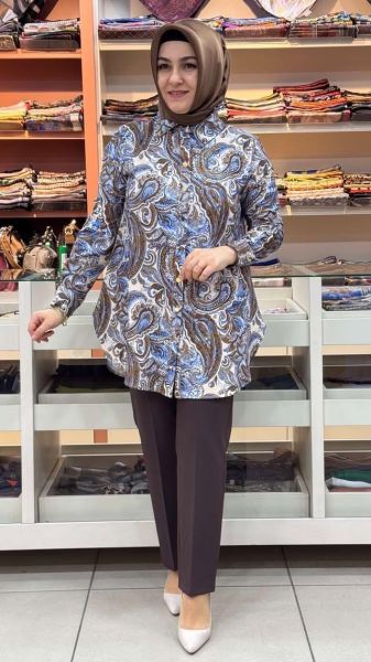 Etnik Desen Tunik Mavi/21554