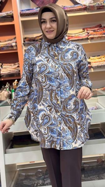 Etnik Desen Tunik Mavi/21554