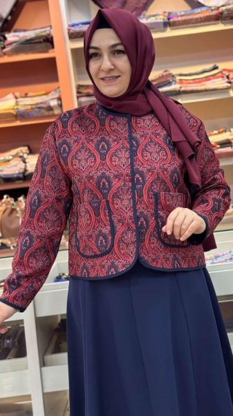 Etnik Desenli Ceket Lacivert/32447