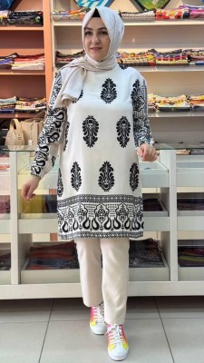 Kado - Etnik Desenli Tunik Ekru/251476