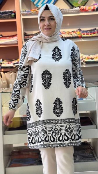 Etnik Desenli Tunik Ekru/251476