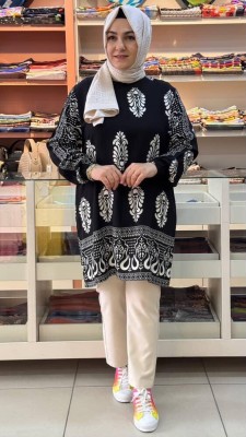 Kado - Etnik Desenli Tunik Siyah/251476