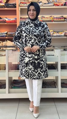 Livza - Etnik Desenli Tunik Siyah/9085