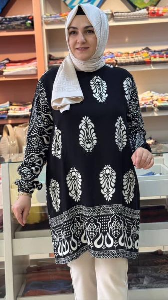 Etnik Desenli Tunik Siyah/251476