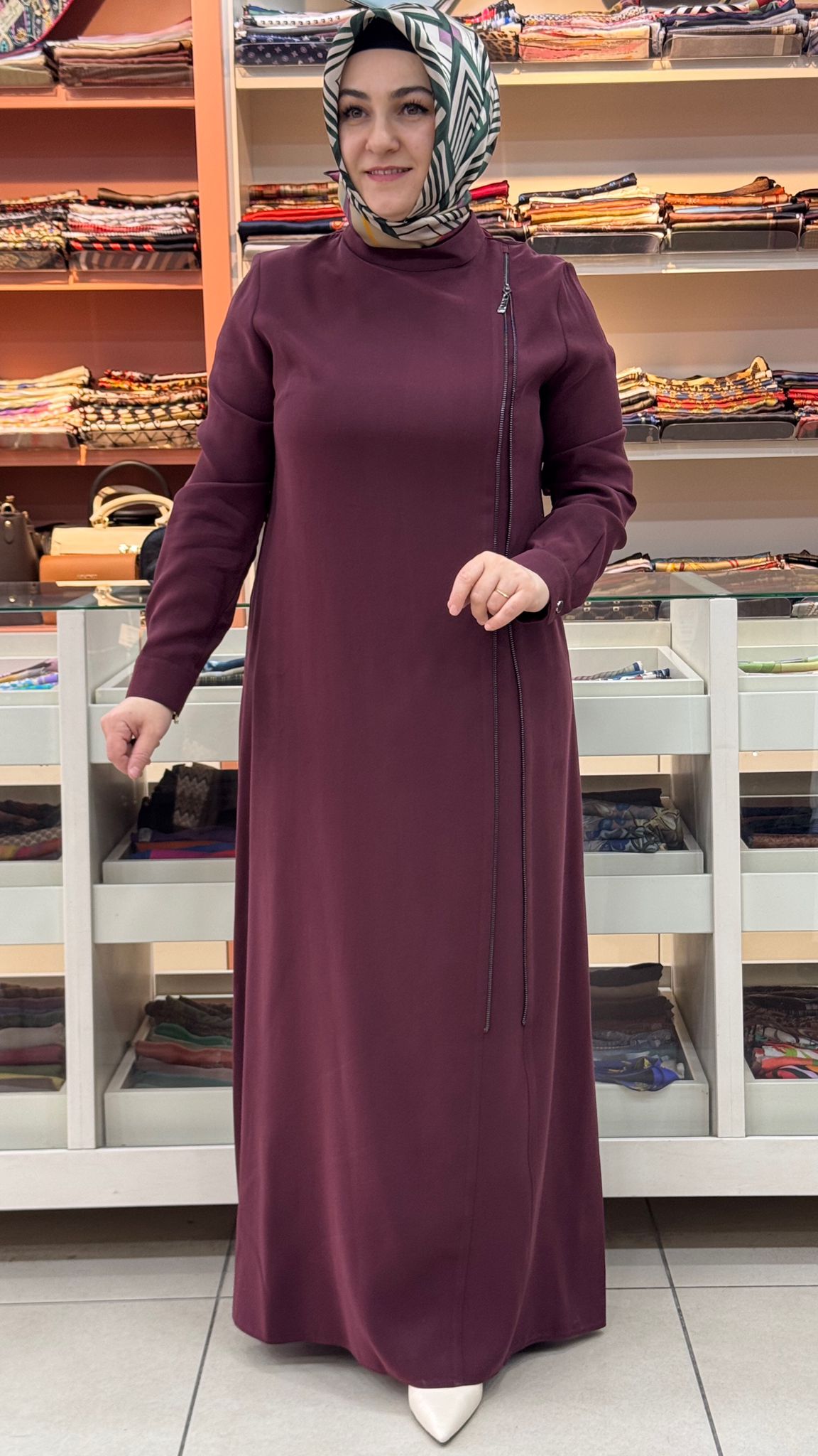 Gaze - Fermuar Detaylı Elbise Bordo/5249