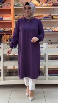 Kado - Fermuar Detaylı Tunik Mor/251491