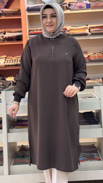 Fermuar Detaylı Tunik Acı Kahve/ 251491
