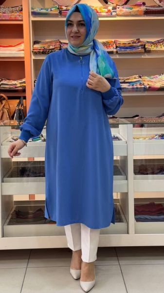 Fermuar Detaylı Tunik Mavi/ 251491