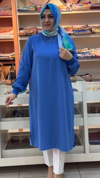 Fermuar Detaylı Tunik Mavi/ 251491