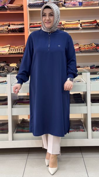 Fermuar Detaylı Tunik Lacivert/ 251491