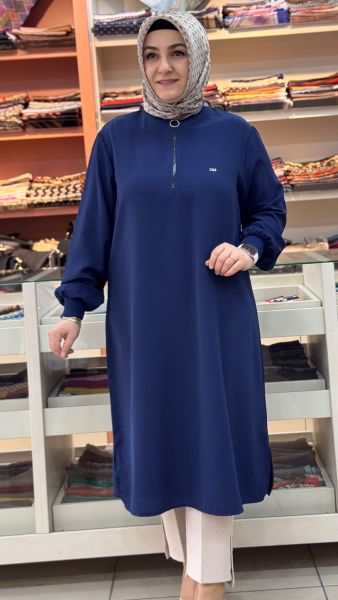 Fermuar Detaylı Tunik Lacivert/ 251491