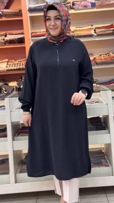 Fermuar Detaylı Tunik Siyah/ 251491 - Thumbnail