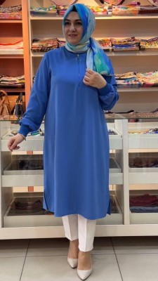 Kado - Fermuar Detaylı Tunik Mavi/ 251491