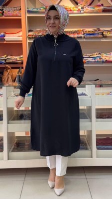 Kado - Fermuar Detaylı Tunik Siyah/ 251491