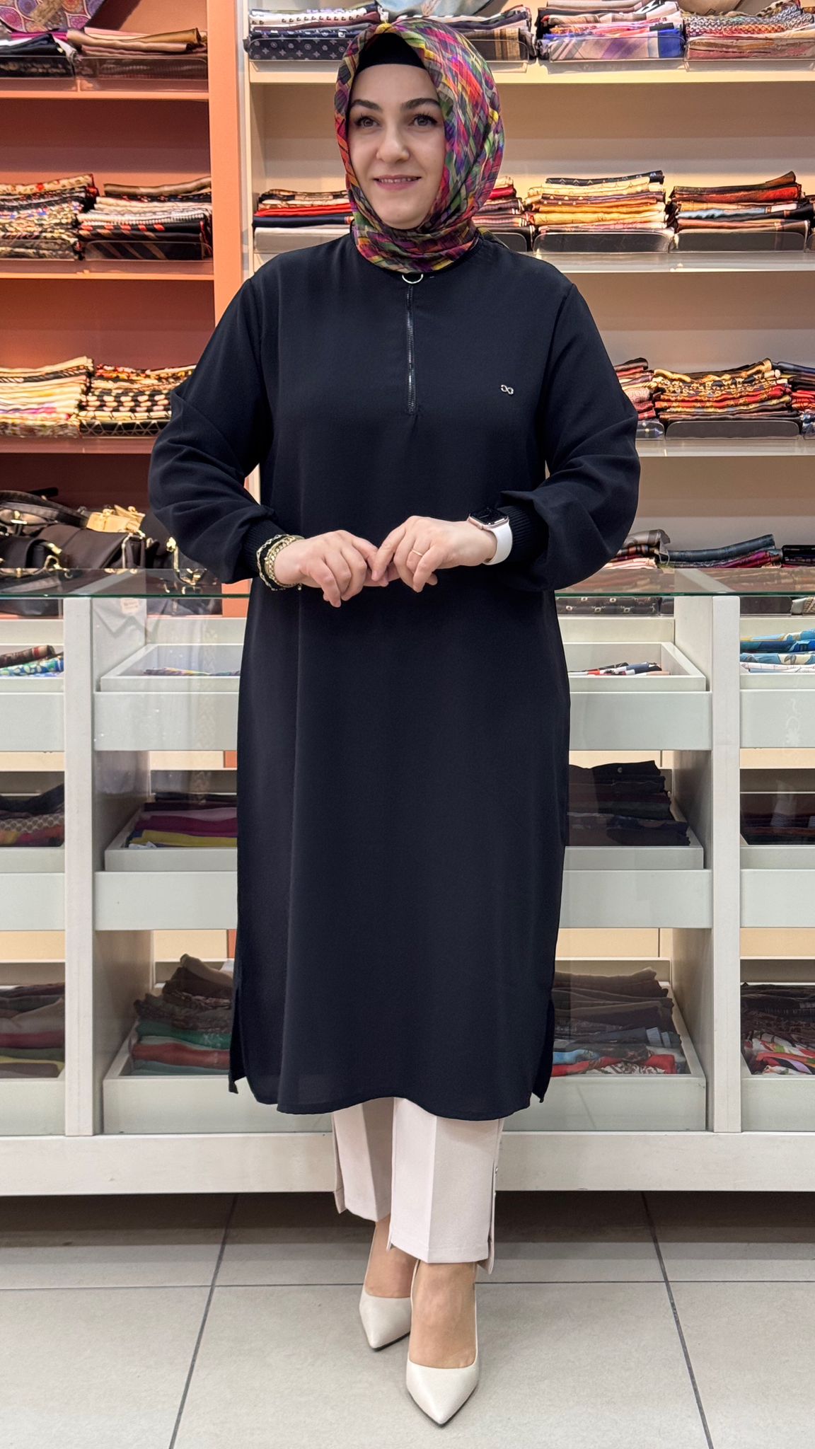 Kado - Fermuar Detaylı Tunik Siyah/ 251491