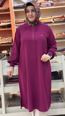 Fermuar Detaylı Tunik Fuşya/251491 - Thumbnail