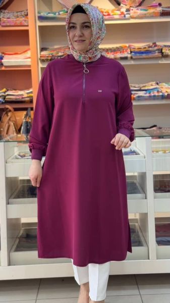 Fermuar Detaylı Tunik Mürdüm/251491