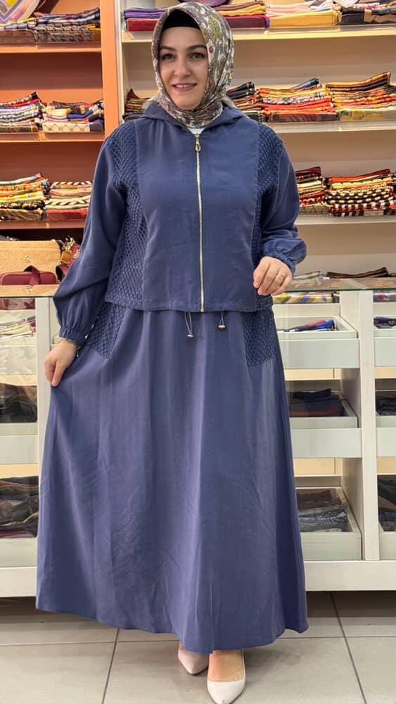 Marcha - File Detaylı Etekli Takım İndigo/10860