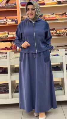 File Detaylı Etekli Takım İndigo/10860 - Thumbnail