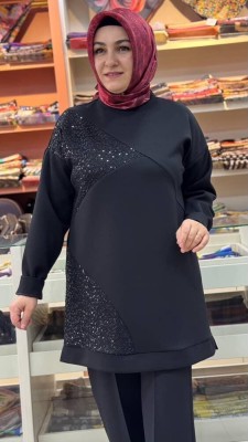 File Pul Detaylı Tunik Siyah/2302 - Thumbnail