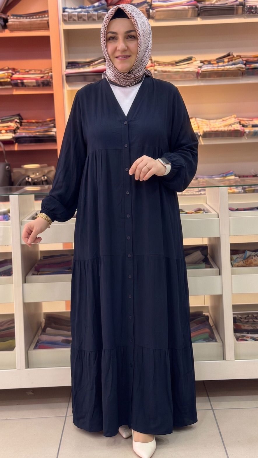 İnza Moda - Fırfır Detaylı Düğmeli Elbise Siyah / 1392 