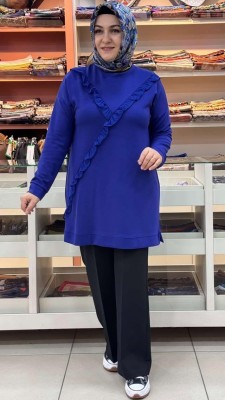 Fırfırlı Tunik İndigo/257408 - Thumbnail