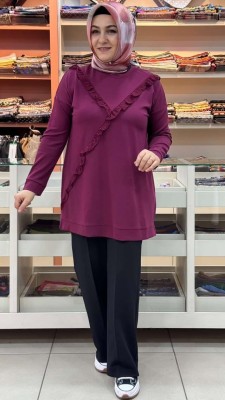 Kado - Fırfırlı Tunik Bordo/257408