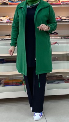  - Fitilli Fermuar Detaylı Kap Benetton Yeşil/9043