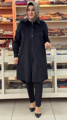 Selam - Fitilli Kadife Tunik Siyah/5340
