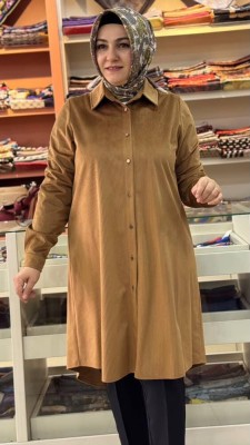 Fitilli Kadife Tunik Camel/5340 - Thumbnail