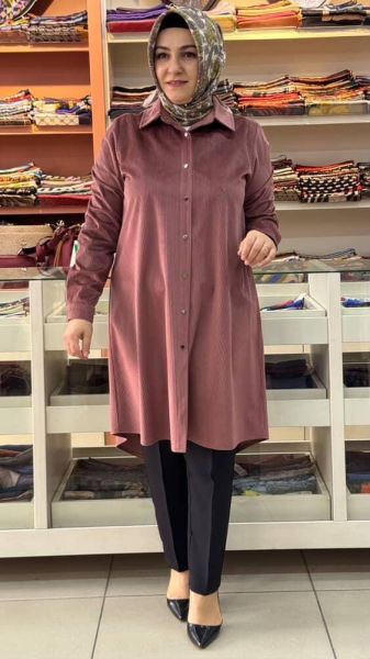 Fitilli Kadife Tunik Gül/5340
