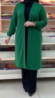  - Fitilli Önü Açık Hırka Benetton Yeşil/9053