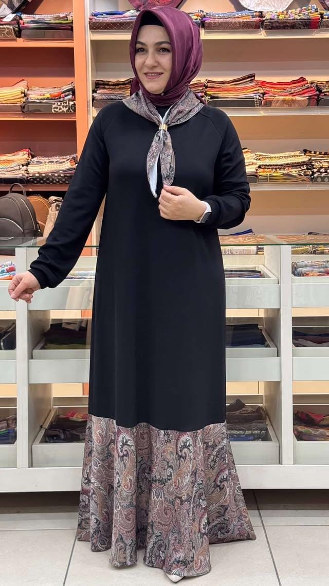 Aişe Moda - Flar Detaylı Elbise Siyah/3618