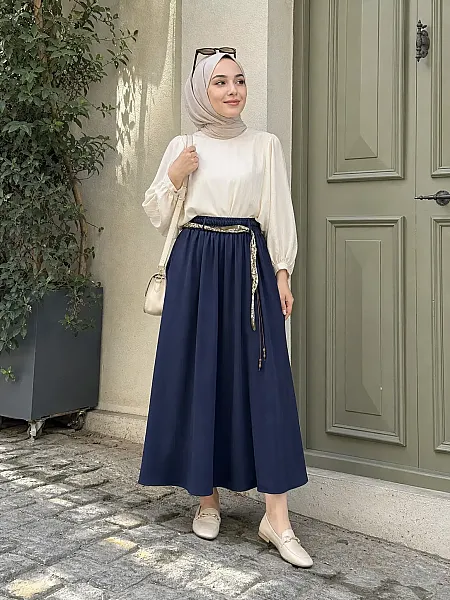 Flar Detaylı Etek Lacivert/ 263794 