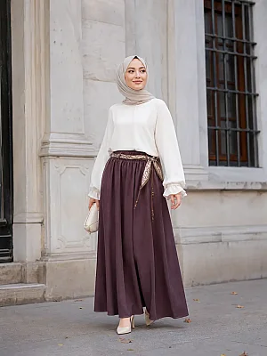 Kado - Flar Detaylı Etek Mürdüm/ 263794