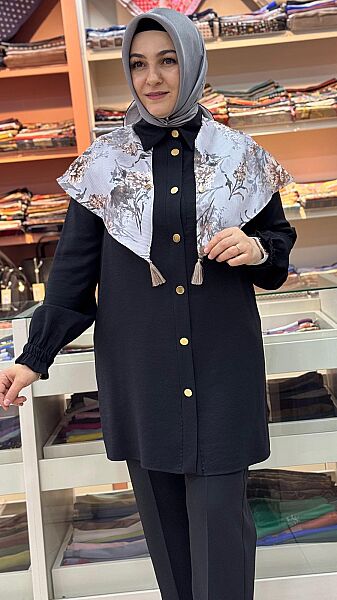Fular Detaylı Tunik Siyah/261165 