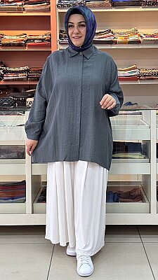 Puane - Gizli Düğmeli Basic Tunik Nefti / 10754 