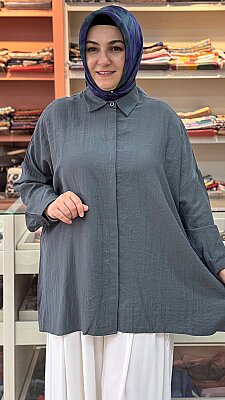 Gizli Düğmeli Basic Tunik Nefti / 10754 - Thumbnail