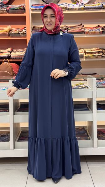 Gizli Fermuar Detaylı Ferace Petrol/5329