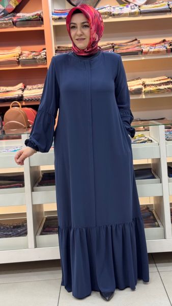 Gizli Fermuar Detaylı Ferace Petrol/5329