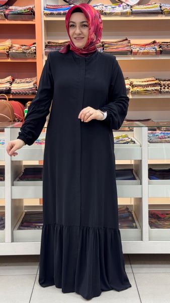 Gizli Fermuar Detaylı Ferace Siyah/5329