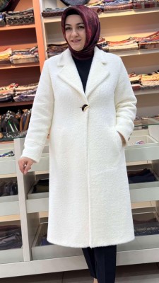 Gold Düğmeli Kaban Ekru/92191 - Thumbnail