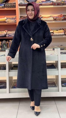 Gold Düğmeli Kaban Siyah/92191 - Thumbnail